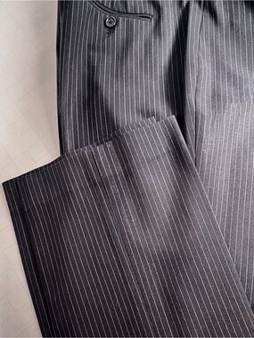 Brooks Brothers Navy Pinstripe Straight-Leg Trousers